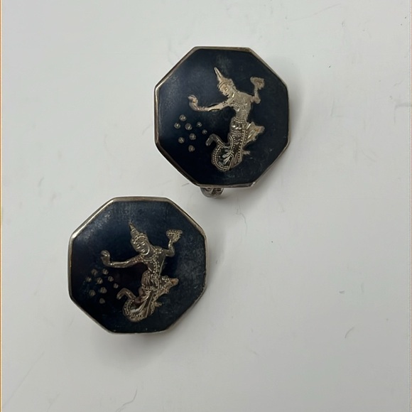 Antique Siam silver earrings - Picture 4 of 4